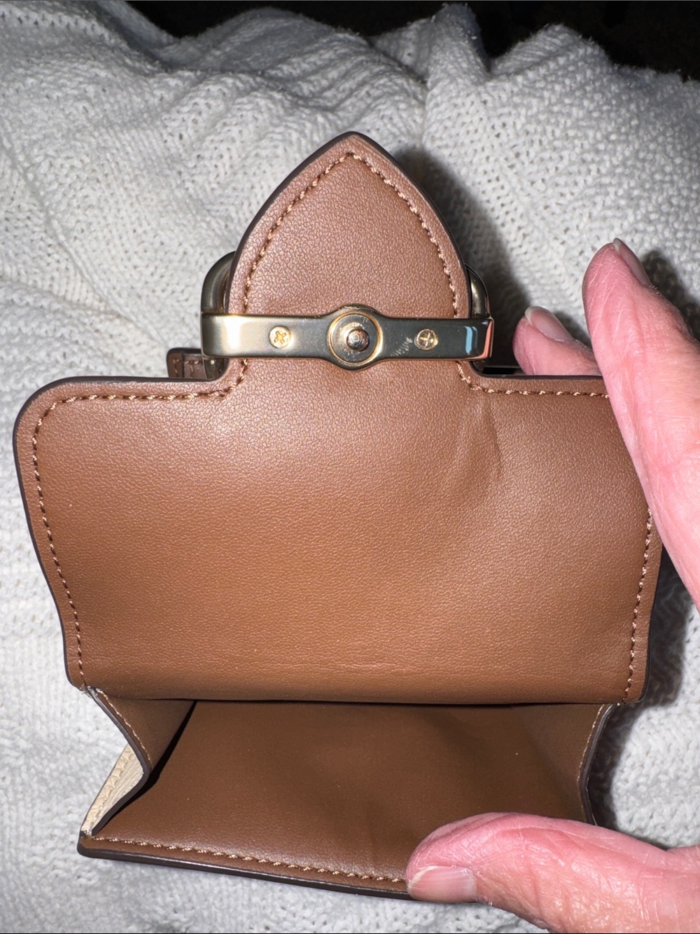 Coach Morgan Brown and Black Signature Compact Wallet with Gold Buckle - Picture 9 of 11